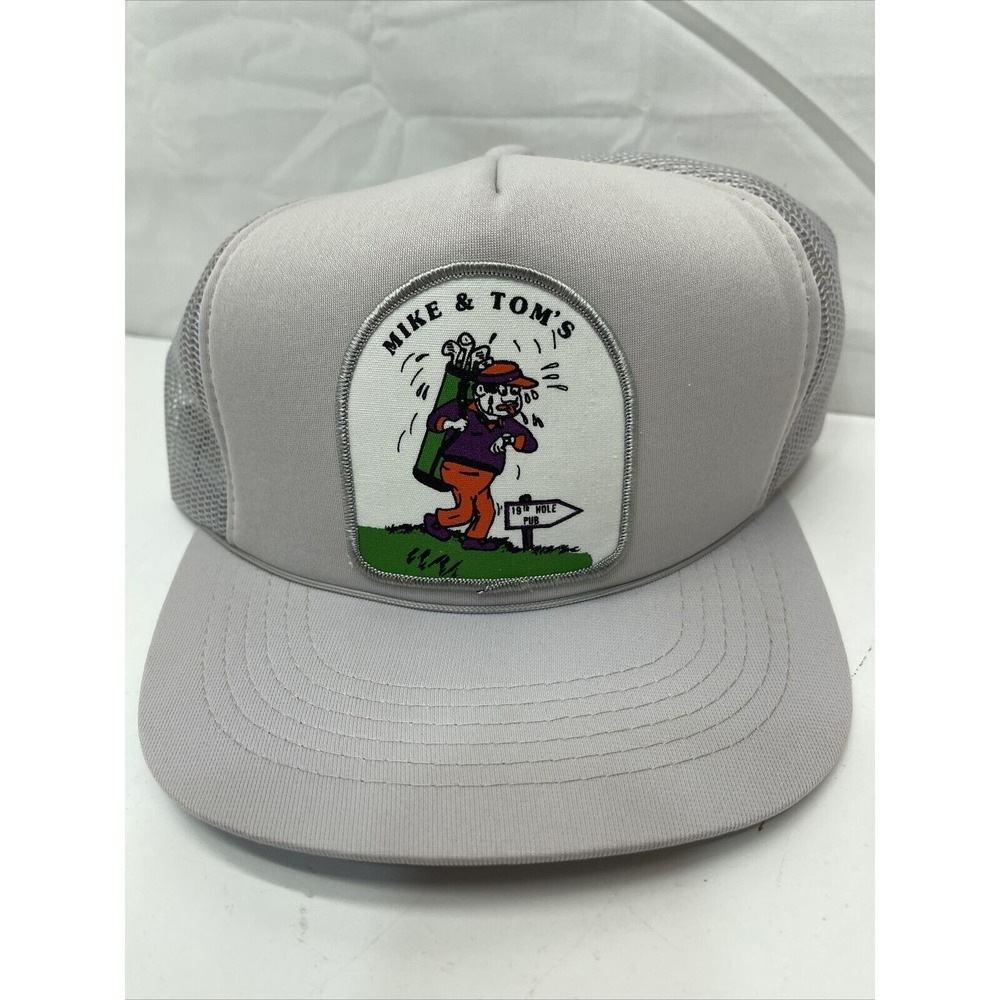 Vintage Trucker Hat Cap Golf 19th Hole Pub Mike and Toms Vintage Mesh Snapback